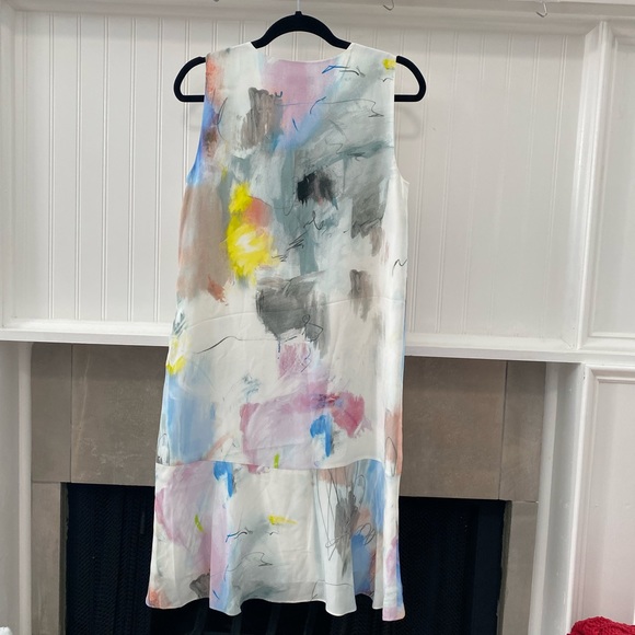 J. Crew Sleeveless V-neck Dress in Watercolor Silk Print - Picture 6 of 10